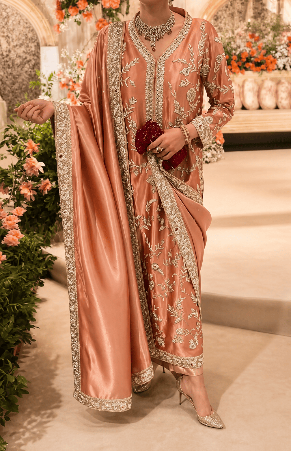 Peach formal dress